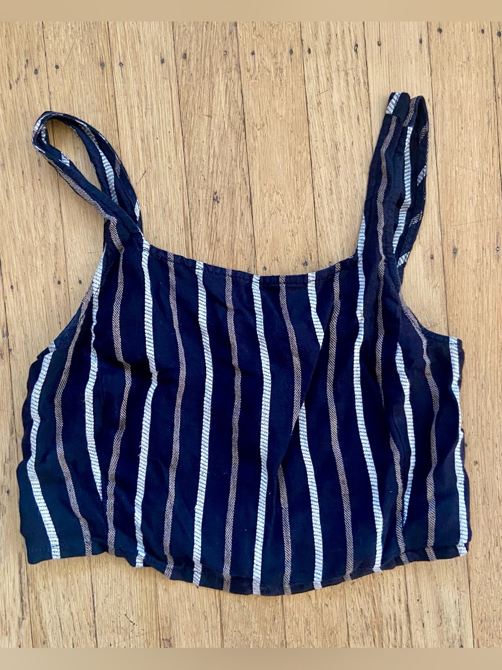 Striped linen crop top